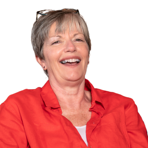 Photo of lady in red shirt smiling