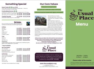 Image of The Usual Place Menu from Sept 2023. Click on the image to read a PDF version of the full menu