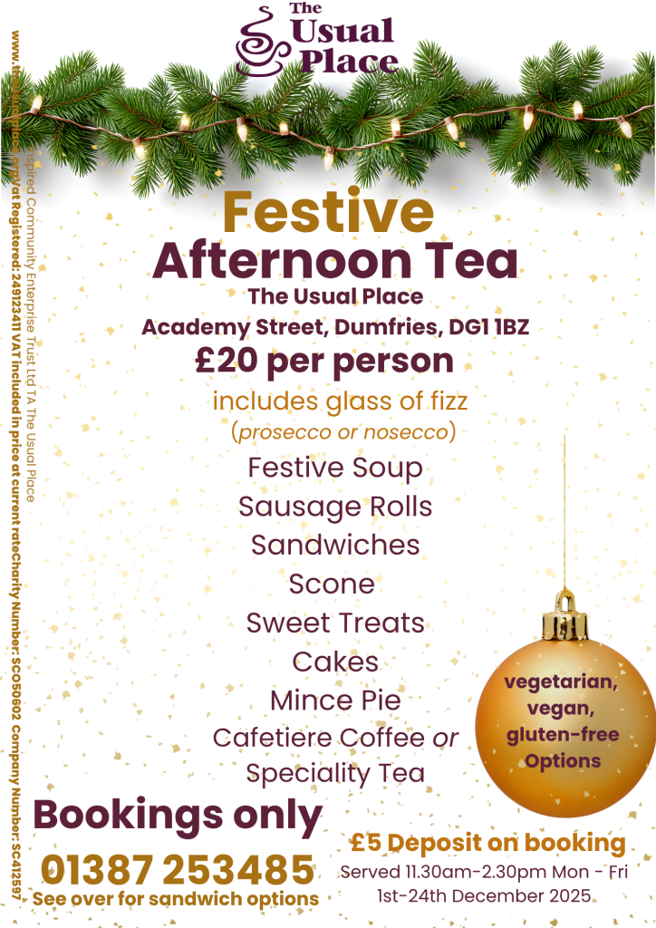 Festive Afternoon Tea 2025. Click to read full pdf version