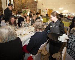 of course there's The Usual Place tablet to enjoy with a cuppa! Guests are served with cups and saucers at their tables and the waiters and waitresses pour tea and coffee